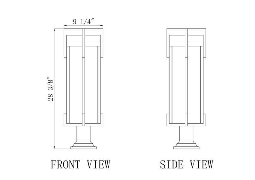 Z-Lite Fortis 5031PHBR-533PM-BK 2-Light Aluminum Sand Black Frame Clear Ribbed Glass Shade Outdoor Post Mounted Fixture