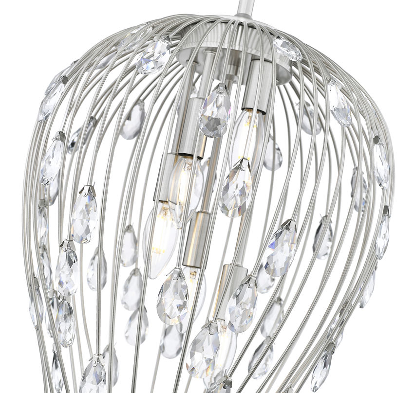 Z-Lite Gabriella 15" 5-Light Brushed Nickel Steel Frame Pendant Light