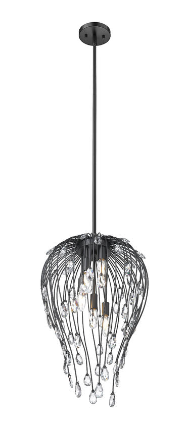 Z-Lite Gabriella 15" 5-Light Matte Black Steel Frame Pendant Light