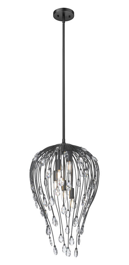 Z-Lite Gabriella 15" 5-Light Matte Black Steel Frame Pendant Light