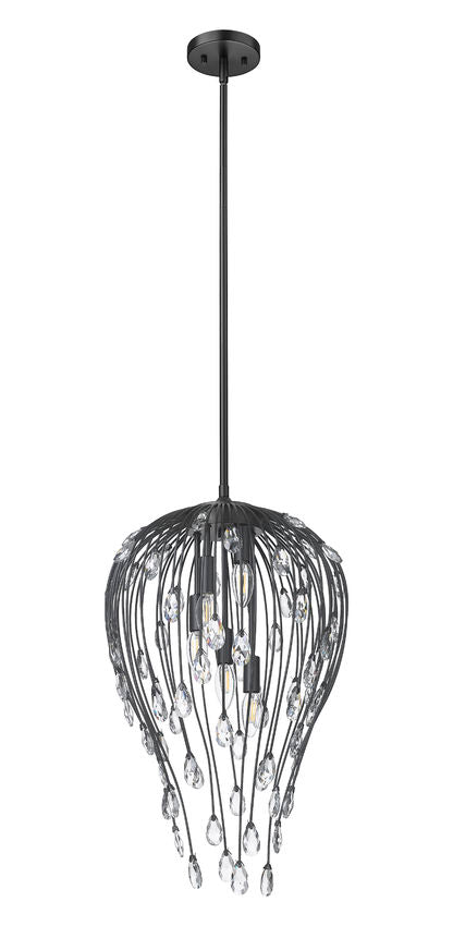 Z-Lite Gabriella 15" 5-Light Matte Black Steel Frame Pendant Light