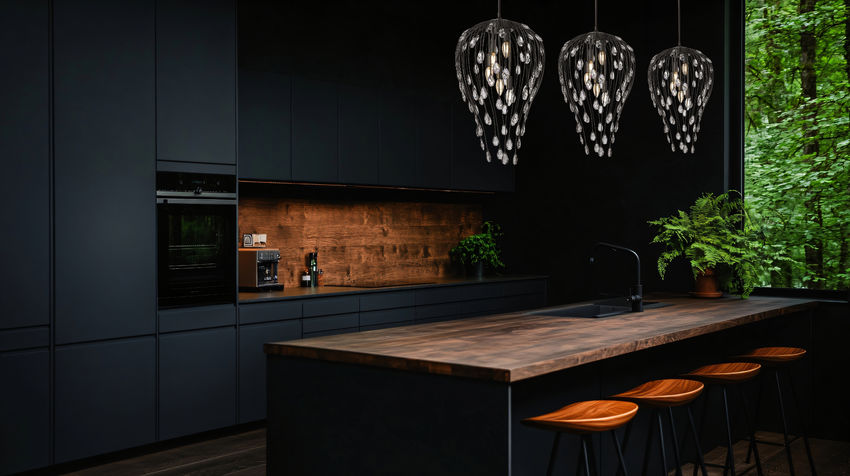 Z-Lite Gabriella 15" 5-Light Matte Black Steel Frame Pendant Light