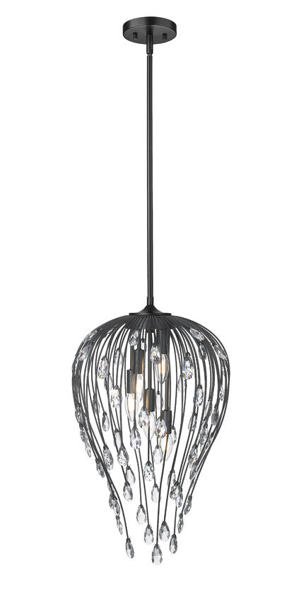 Z-Lite Gabriella 15" 5-Light Matte Black Steel Frame Pendant Light