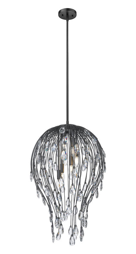 Z-Lite Gabriella 18" 6-Light Matte Black Steel Frame Pendant Light