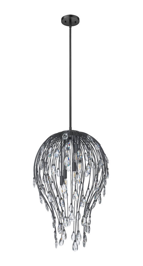 Z-Lite Gabriella 18" 6-Light Matte Black Steel Frame Pendant Light