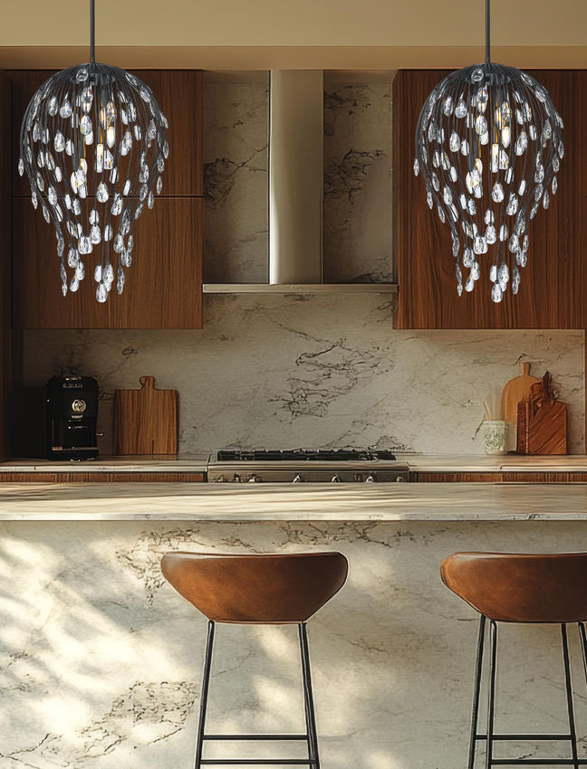 Z-Lite Gabriella 18" 6-Light Matte Black Steel Frame Pendant Light