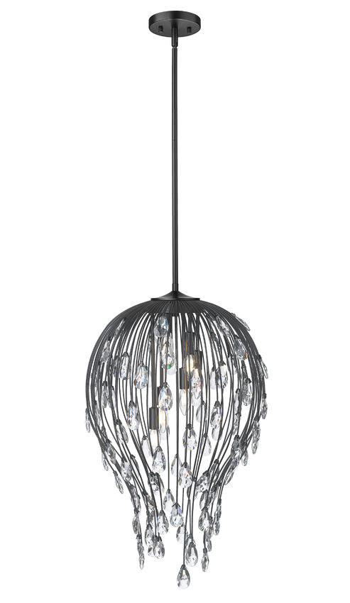 Z-Lite Gabriella 18" 6-Light Matte Black Steel Frame Pendant Light