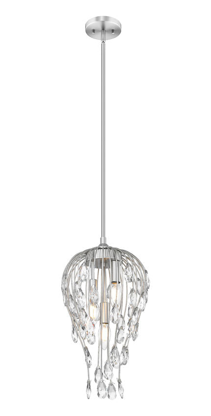 Z-Lite Gabriella 3-Light Brushed Nickel Steel Frame Pendant Light