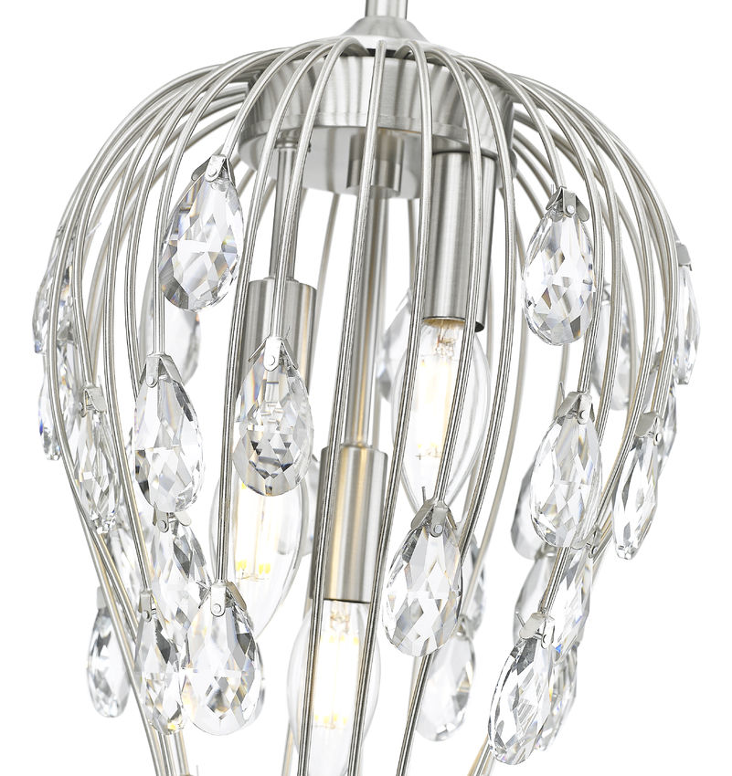 Z-Lite Gabriella 3-Light Brushed Nickel Steel Frame Pendant Light