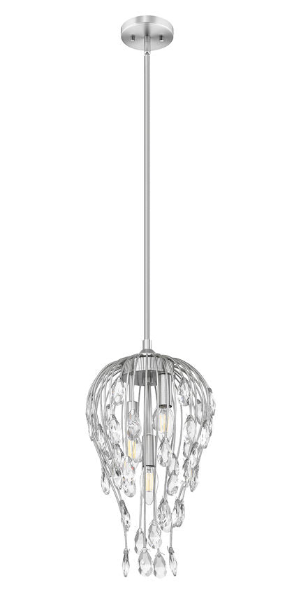 Z-Lite Gabriella 3-Light Brushed Nickel Steel Frame Pendant Light