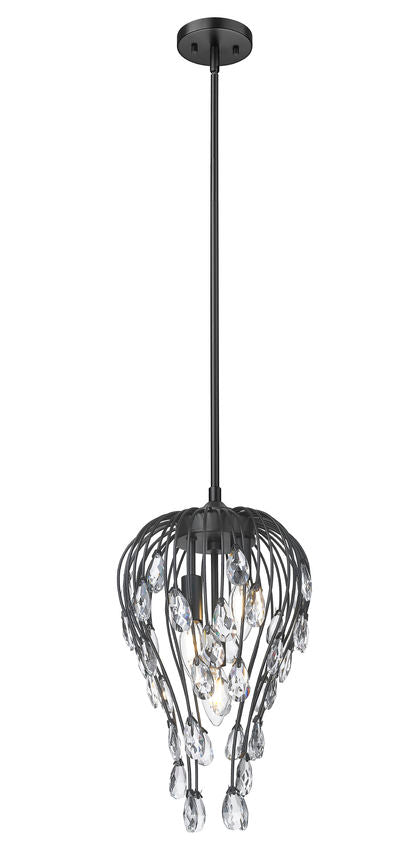Z-Lite Gabriella 3-Light Matte Black Steel Frame Pendant Light