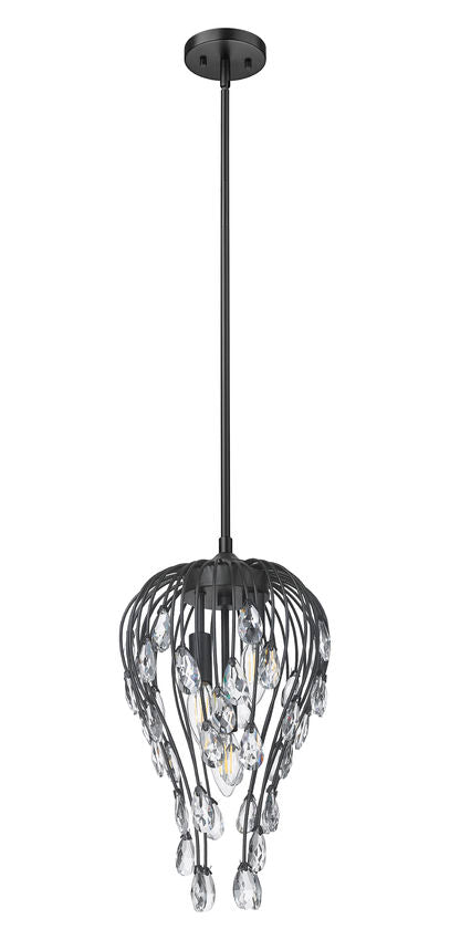 Z-Lite Gabriella 3-Light Matte Black Steel Frame Pendant Light