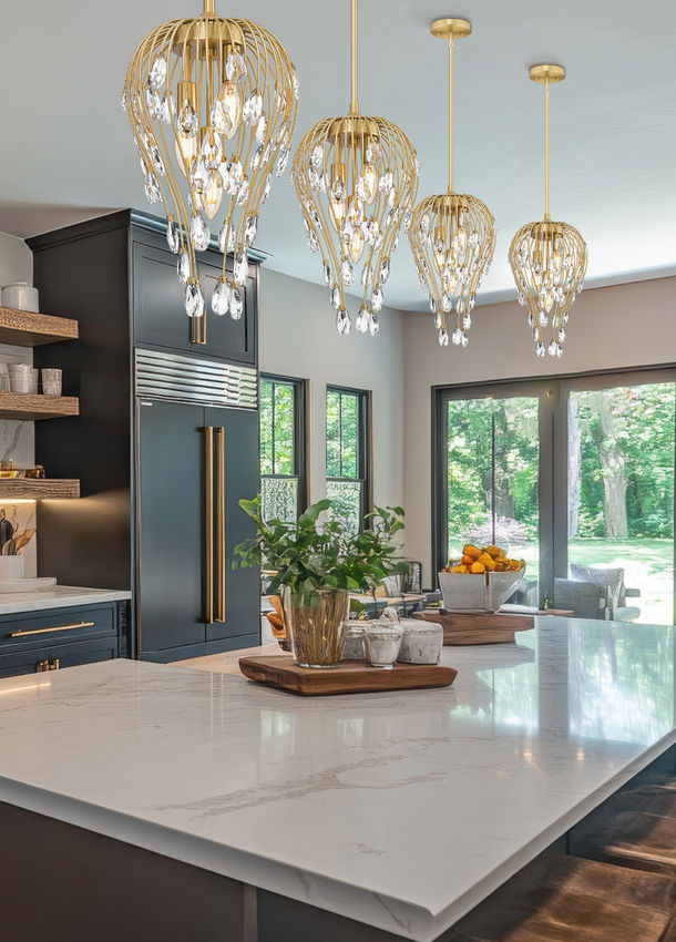 Z-Lite Gabriella 3-Light Modern Gold Steel Frame Pendant Light