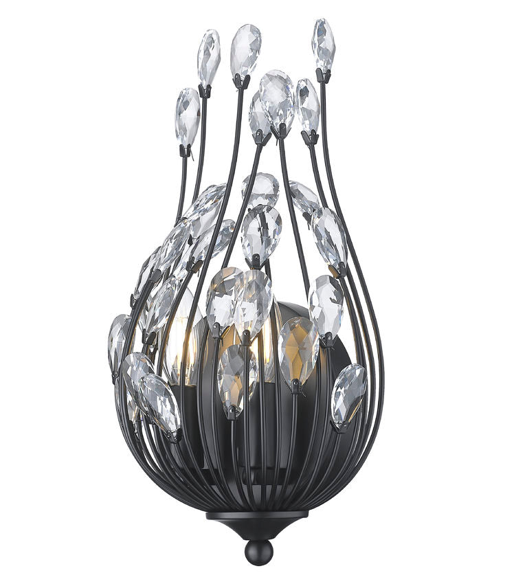 Z-Lite Gabriella 5" 2-Light Matte Black Steel Frame Wall Sconce