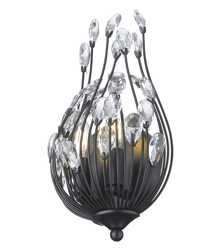 Z-Lite Gabriella 5" 2-Light Matte Black Steel Frame Wall Sconce