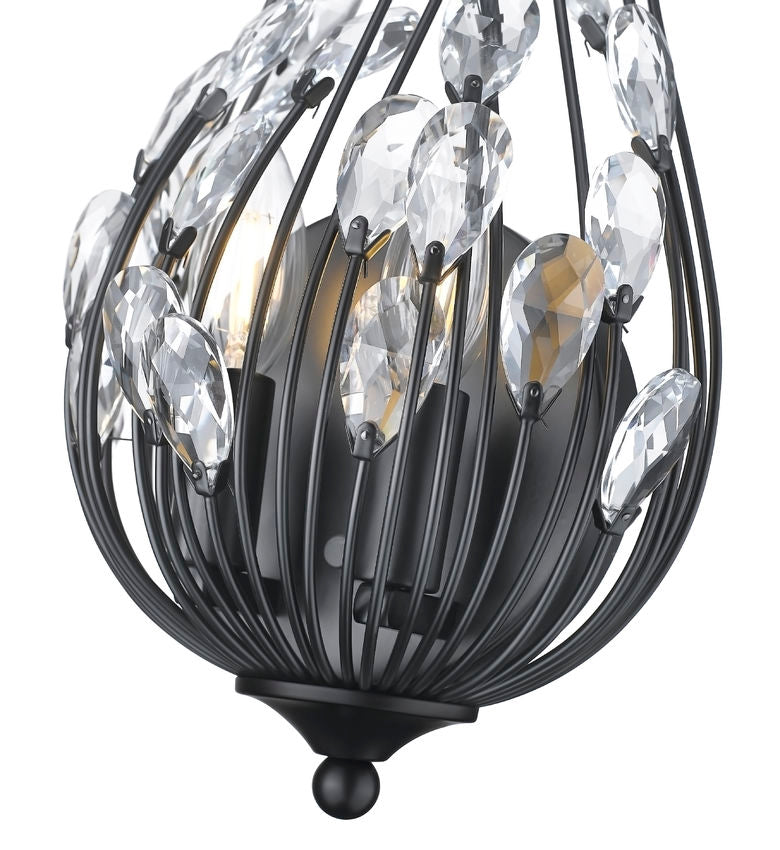 Z-Lite Gabriella 5" 2-Light Matte Black Steel Frame Wall Sconce