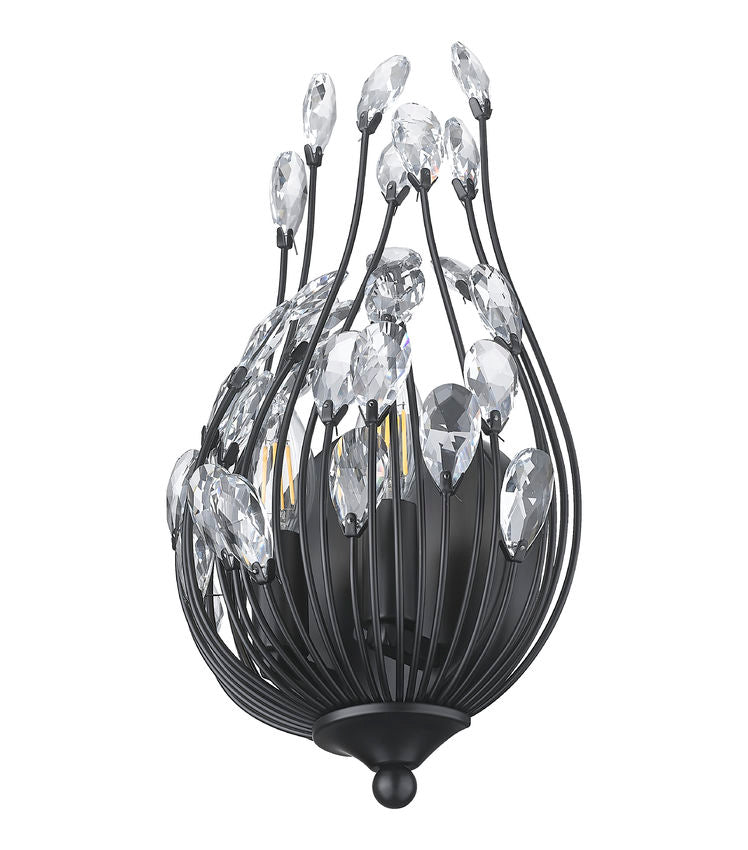 Z-Lite Gabriella 5" 2-Light Matte Black Steel Frame Wall Sconce