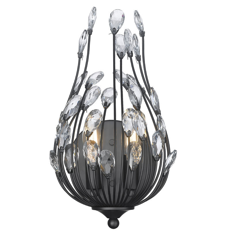 Z-Lite Gabriella 5" 2-Light Matte Black Steel Frame Wall Sconce