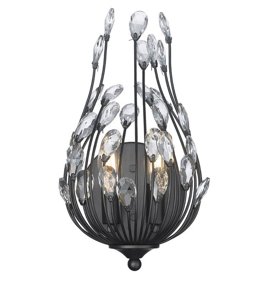 Z-Lite Gabriella 5" 2-Light Matte Black Steel Frame Wall Sconce