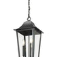 Z-Lite Gannon 10" 3-Light Black Stainless Steel Outdoor Chain Mount Ceiling Fixture With Clear Beveled Glass Shade
