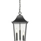 Z-Lite Gannon 10" 3-Light Black Stainless Steel Outdoor Chain Mount Ceiling Fixture With Clear Beveled Glass Shade
