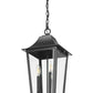Z-Lite Gannon 10" 3-Light Black Stainless Steel Outdoor Chain Mount Ceiling Fixture With Clear Beveled Glass Shade
