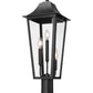 Z-Lite Gannon 10" 3-Light Black Stainless Steel Outdoor Pier Mounted Fixture With Clear Beveled Glass Shade