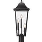 Z-Lite Gannon 10" 3-Light Black Stainless Steel Outdoor Pier Mounted Fixture With Clear Beveled Glass Shade