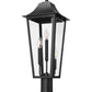 Z-Lite Gannon 10" 3-Light Black Stainless Steel Outdoor Pier Mounted Fixture With Clear Beveled Glass Shade