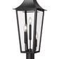 Z-Lite Gannon 10" 3-Light Black Stainless Steel Outdoor Pier Mounted Fixture With Clear Beveled Glass Shade