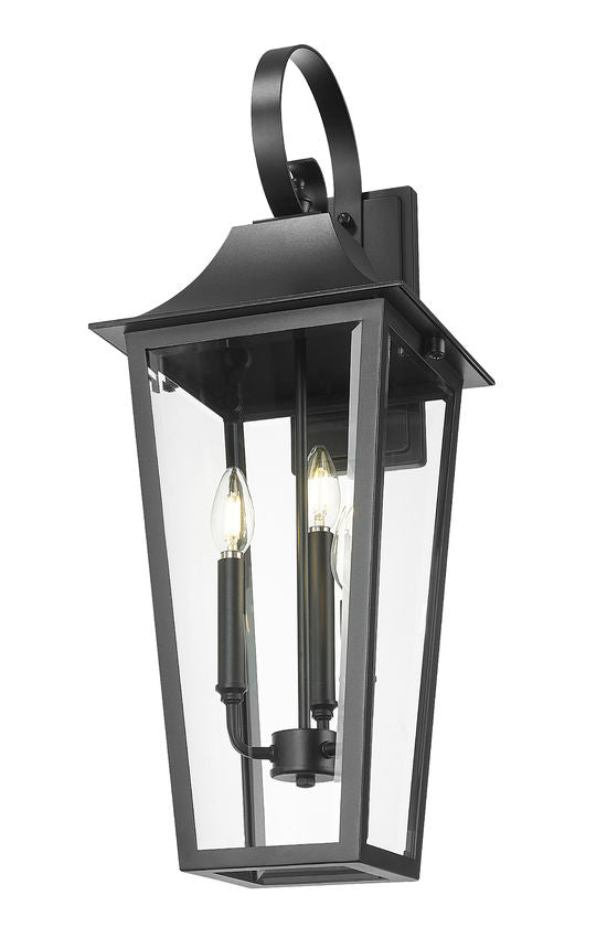Z-Lite Gannon 10" 3-Light Black Stainless Steel Outdoor Wall Light With Clear Beveled Glass Shade