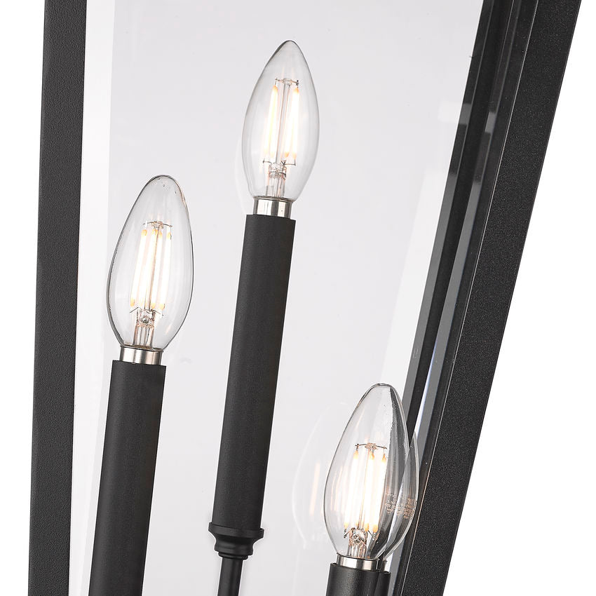 Z-Lite Gannon 10" W x 100" H 3-Light Black Stainless Steel Outdoor Post Mounted Fixture With Clear Beveled Glass Shade