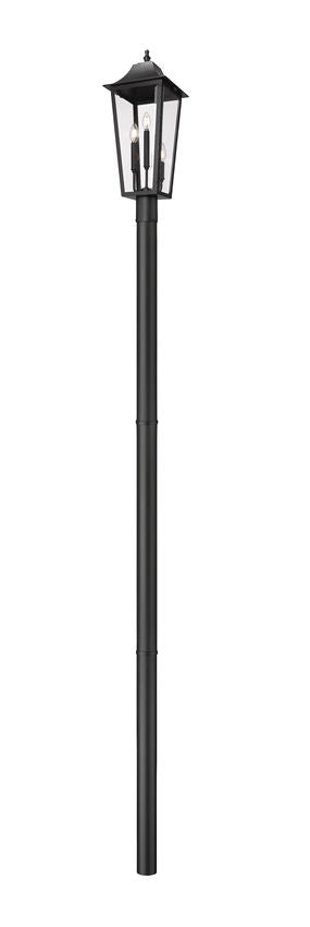 Z-Lite Gannon 10" W x 121" H 3-Light Black Stainless Steel Outdoor Post Mounted Fixture With Clear Beveled Glass Shade