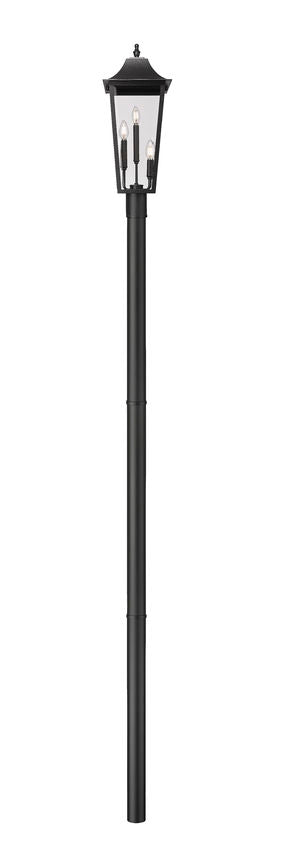 Z-Lite Gannon 10" W x 121" H 3-Light Black Stainless Steel Outdoor Post Mounted Fixture With Clear Beveled Glass Shade