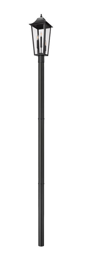 Z-Lite Gannon 10" W x 121" H 3-Light Black Stainless Steel Outdoor Post Mounted Fixture With Clear Beveled Glass Shade
