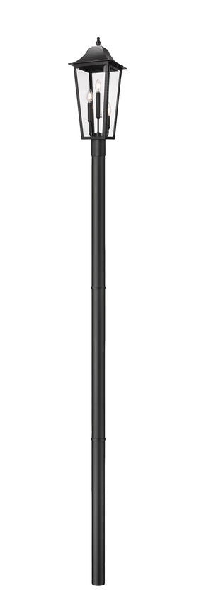 Z-Lite Gannon 10" W x 121" H 3-Light Black Stainless Steel Outdoor Post Mounted Fixture With Clear Beveled Glass Shade