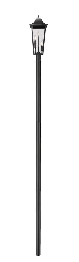 Z-Lite Gannon 10" W x 145" H 3-Light Black Stainless Steel Outdoor Post Mounted Fixture With Clear Beveled Glass Shade
