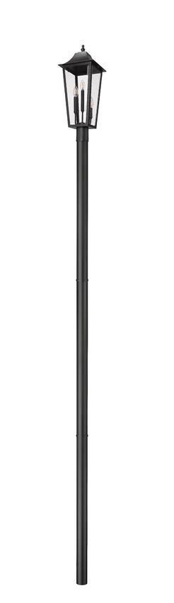 Z-Lite Gannon 10" W x 145" H 3-Light Black Stainless Steel Outdoor Post Mounted Fixture With Clear Beveled Glass Shade