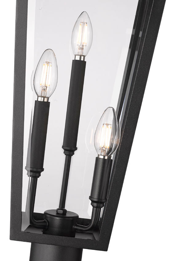 Z-Lite Gannon 10" W x 145" H 3-Light Black Stainless Steel Outdoor Post Mounted Fixture With Clear Beveled Glass Shade