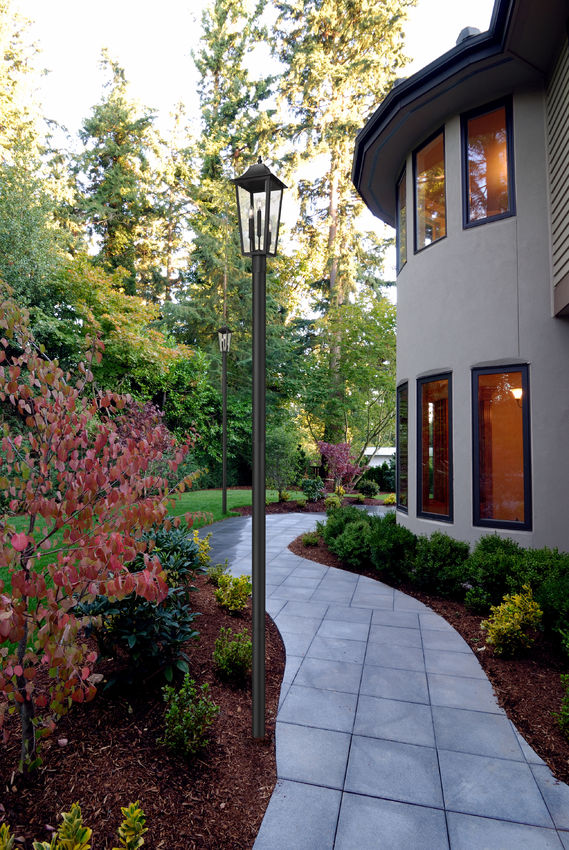 Z-Lite Gannon 10" W x 145" H 3-Light Black Stainless Steel Outdoor Post Mounted Fixture With Clear Beveled Glass Shade