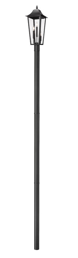 Z-Lite Gannon 10" W x 145" H 3-Light Black Stainless Steel Outdoor Post Mounted Fixture With Clear Beveled Glass Shade
