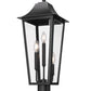 Z-Lite Gannon 10" W x 27" H 3-Light Black Stainless Steel Outdoor Post Mount Fixture With Clear Beveled Glass Shade