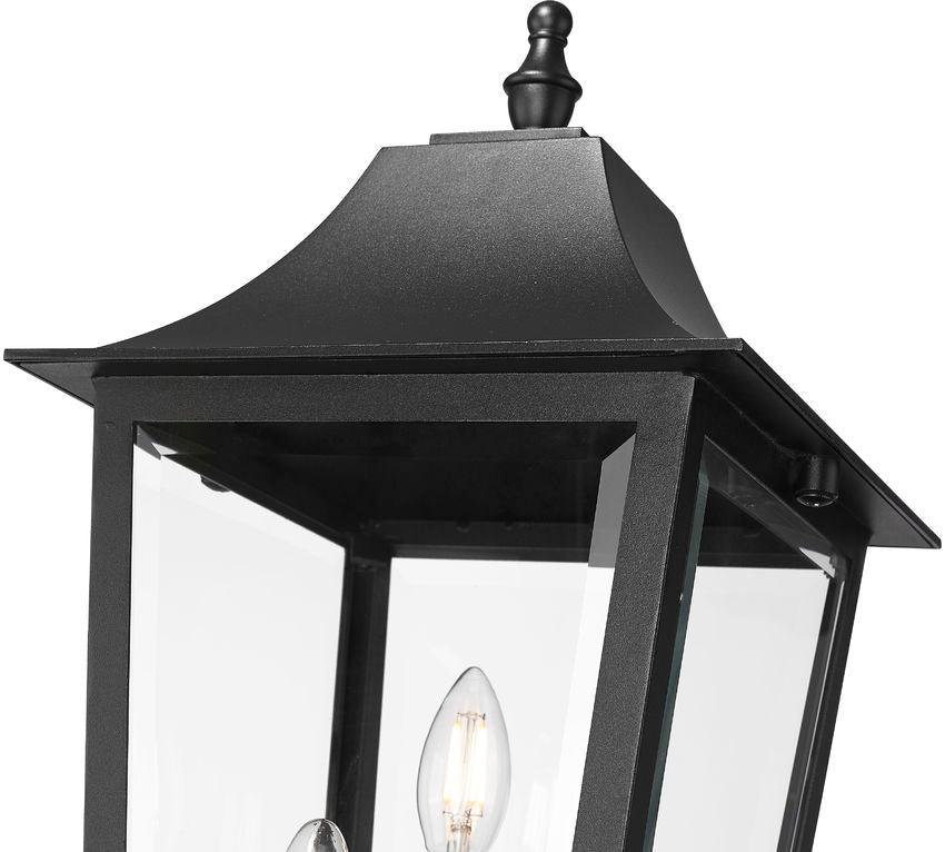 Z-Lite Gannon 10" W x 27" H 3-Light Black Stainless Steel Outdoor Post Mount Fixture With Clear Beveled Glass Shade