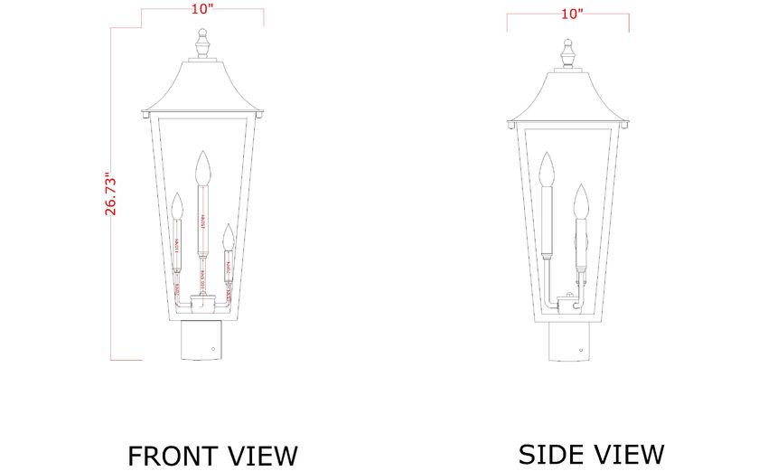 Z-Lite Gannon 10" W x 27" H 3-Light Black Stainless Steel Outdoor Post Mount Fixture With Clear Beveled Glass Shade