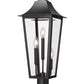 Z-Lite Gannon 10" W x 27" H 3-Light Black Stainless Steel Outdoor Post Mount Fixture With Clear Beveled Glass Shade
