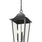 Z-Lite Gannon 12" 3-Light Black Stainless Steel Outdoor Chain Mount Ceiling Fixture With Clear Beveled Glass Shade