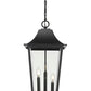 Z-Lite Gannon 12" 3-Light Black Stainless Steel Outdoor Chain Mount Ceiling Fixture With Clear Beveled Glass Shade