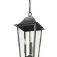 Z-Lite Gannon 12" 3-Light Black Stainless Steel Outdoor Chain Mount Ceiling Fixture With Clear Beveled Glass Shade