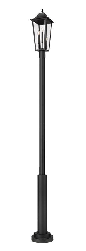 Z-Lite Gannon 12" W x 122" H 3-Light Black Stainless Steel Outdoor Post Mounted Fixture With Clear Beveled Glass Shade