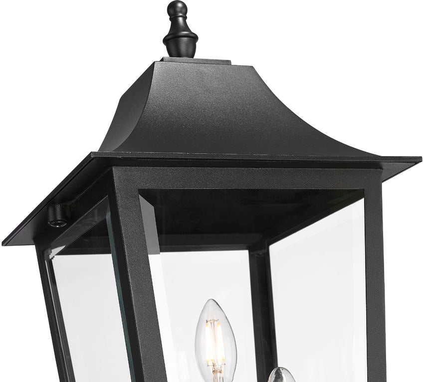 Z-Lite Gannon 12" W x 122" H 3-Light Black Stainless Steel Outdoor Post Mounted Fixture With Clear Beveled Glass Shade